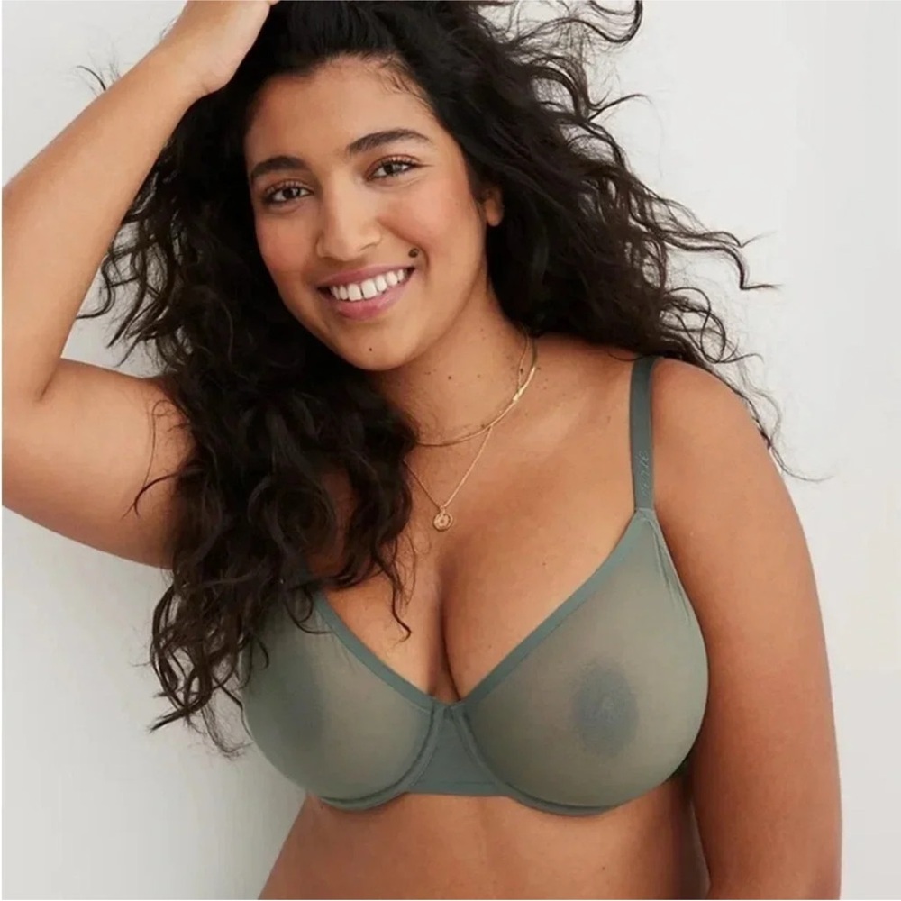 Aerie Royal Blue Mesh Underwire Bra SMOOTHEZ 36DD - Picture 4 of 10